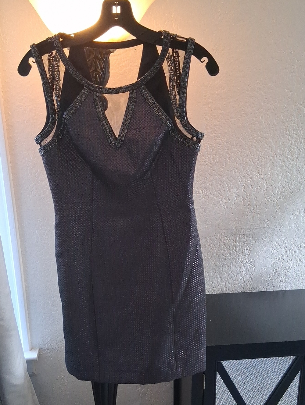 Phoebe Couture Sleeveless Beaded Purple Mini Dress